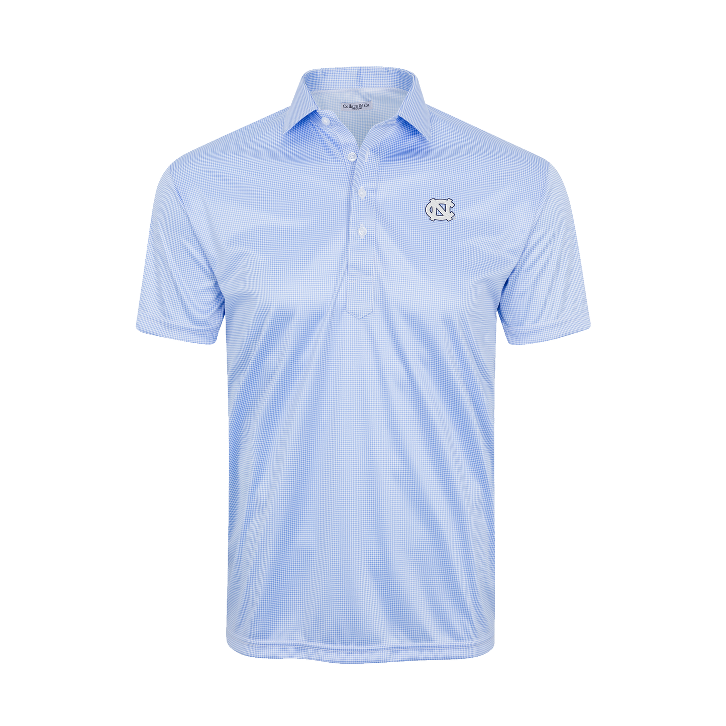 North Carolina Semi-Spread Collar Polo Blue Houndstooth