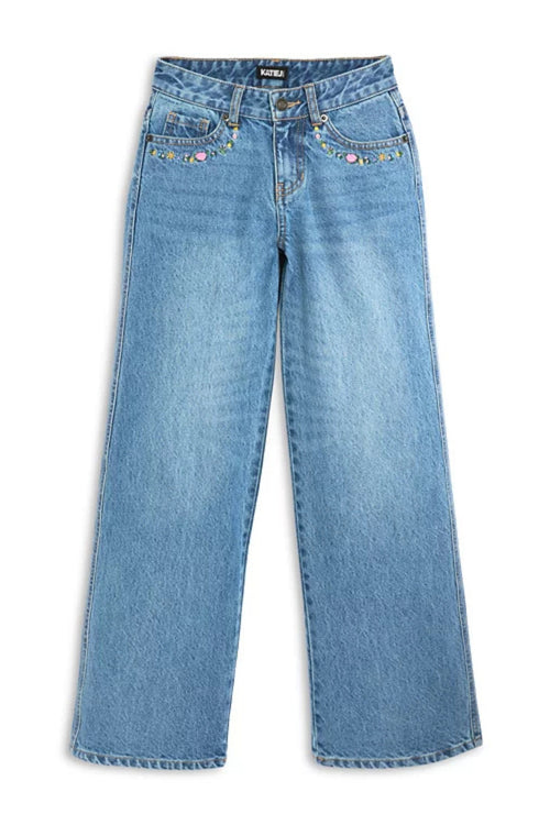 JUNIOR CHICAGO “EMBROIDERED BOW” LOW-RISE JEAN