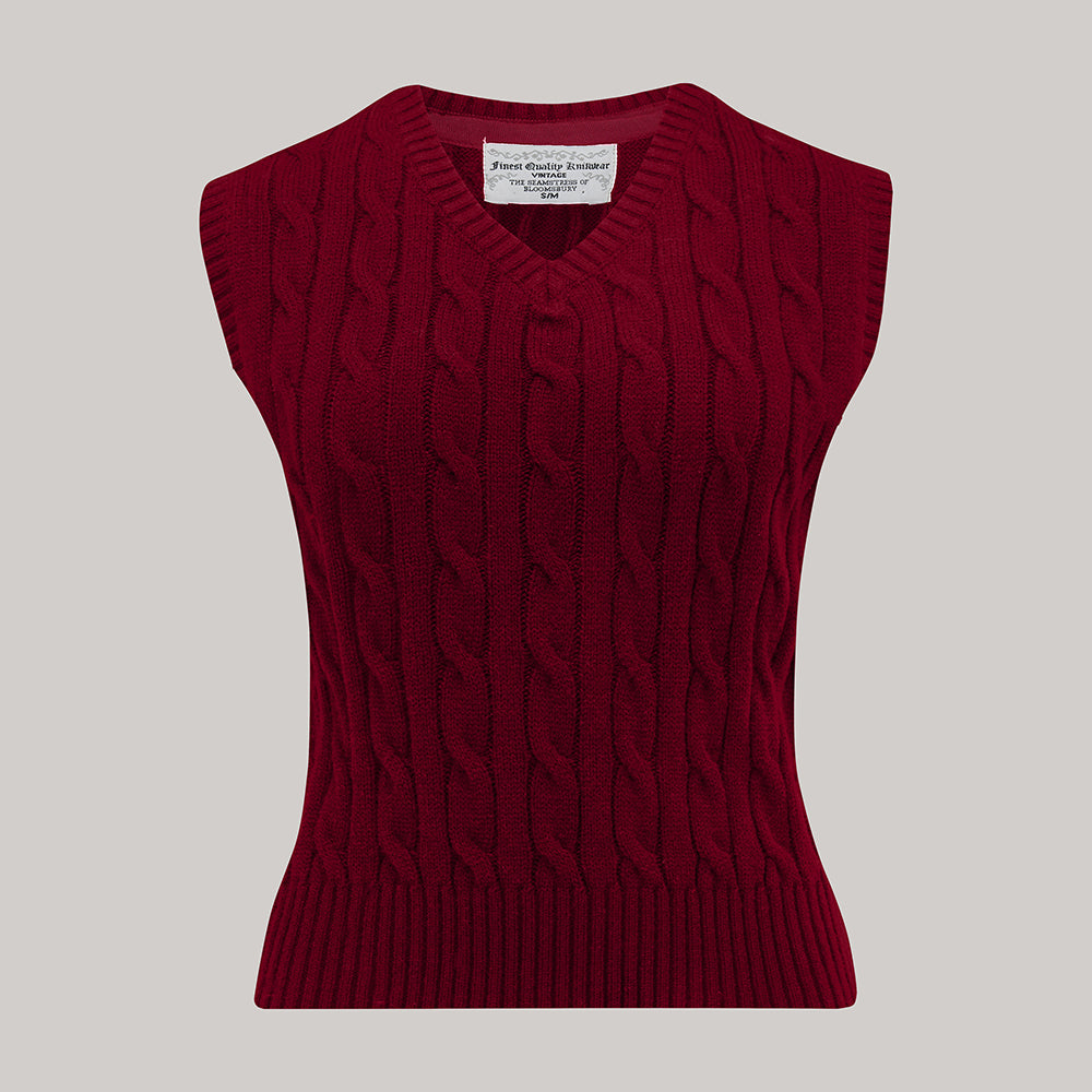 Cable Knit Slipover in Wine