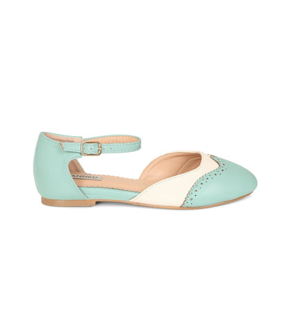 Banned Mint & White Dancemates Leatherette Flats