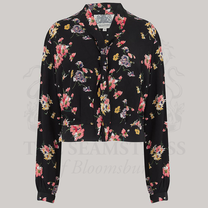Bonnie Sailor Blouse Long Sleeve in Black Mayflower