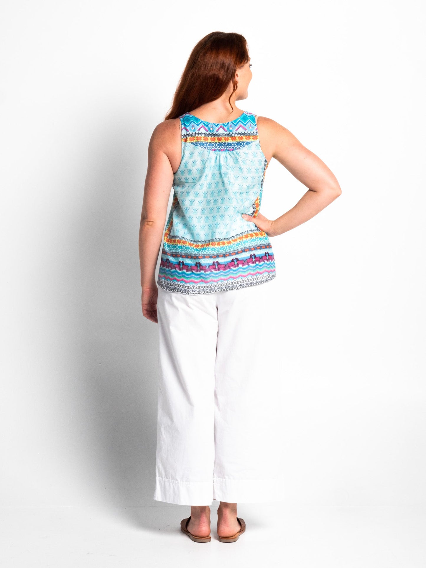 Chilli Mid-length Top in Blue Alpacas