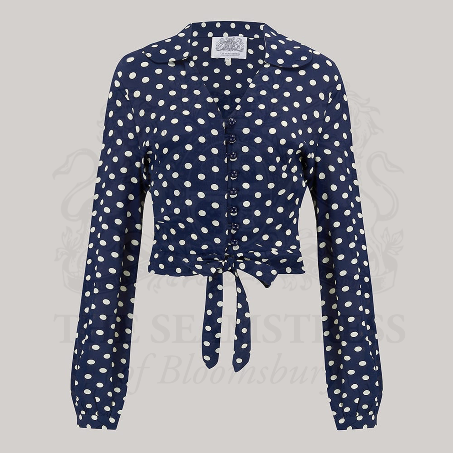 Clarice Blouse in Navy Polka