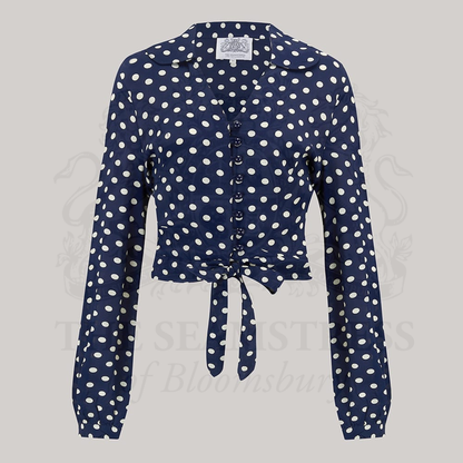 Clarice Blouse in Navy Polka