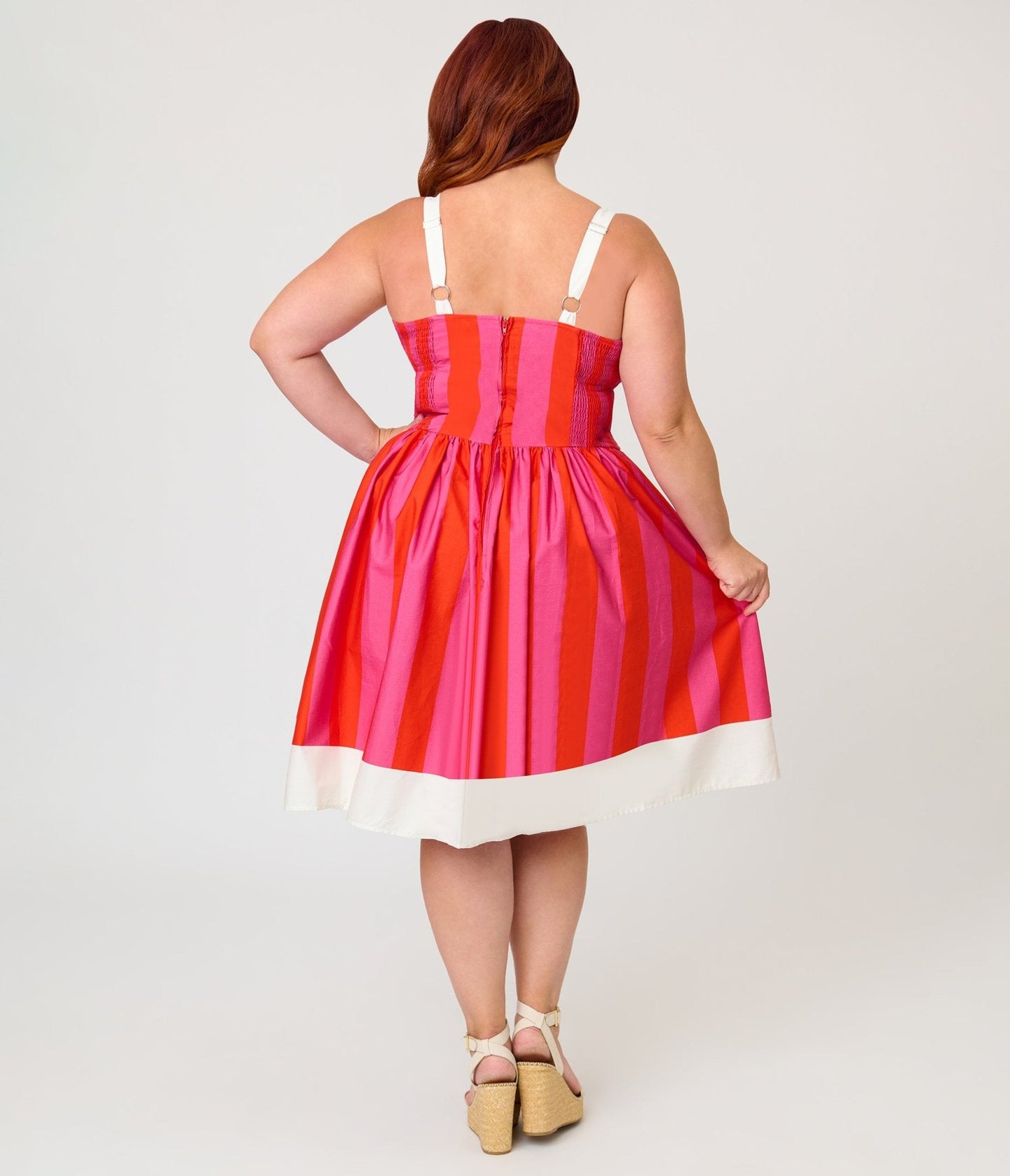 Disney Dumbo Collection by Unique Vintage Plus Size Red & Pink Stripe Dumbo Swing Dress