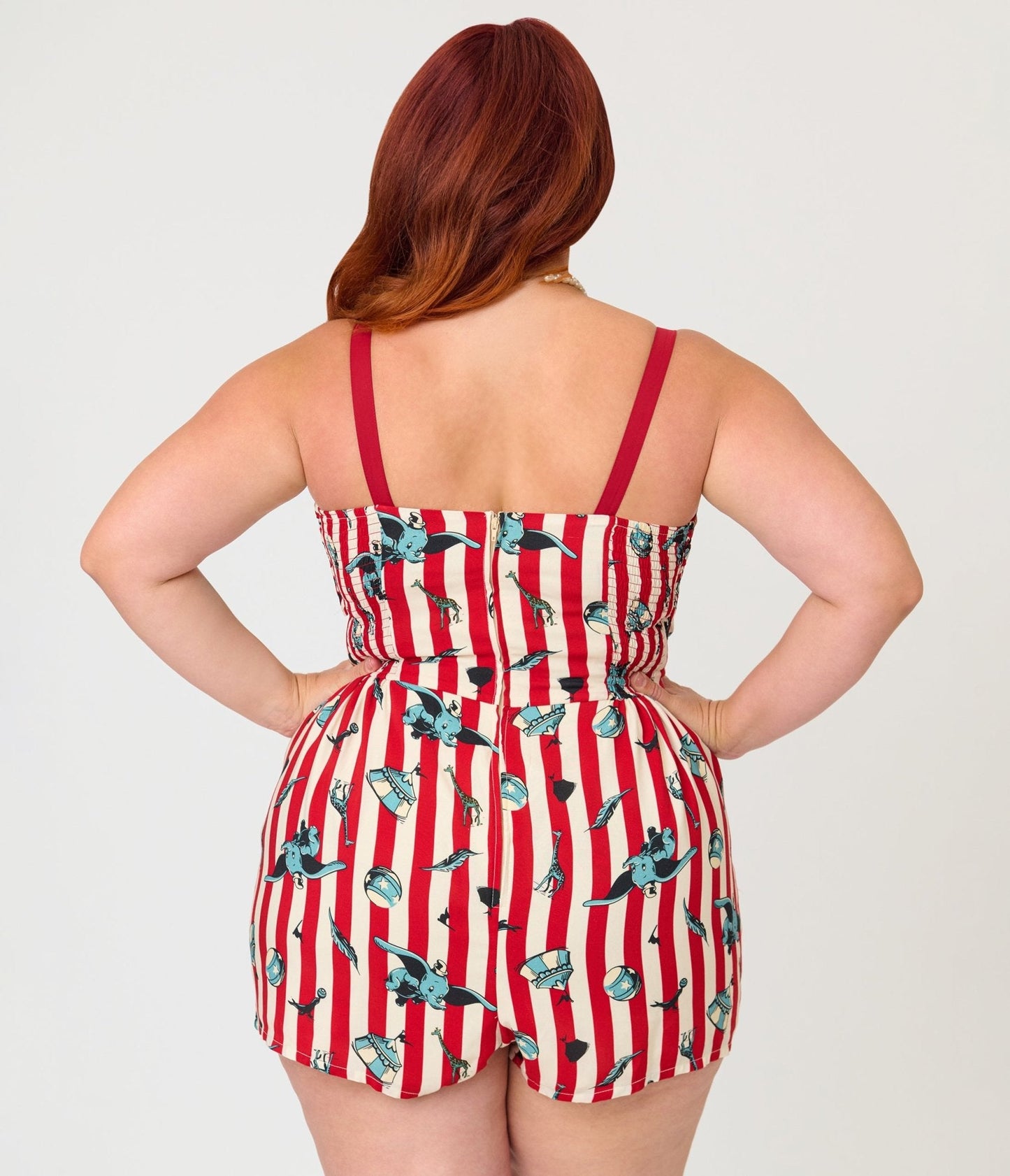 Disney Dumbo Collection by Unique Vintage Plus Size Red Stripe Romper