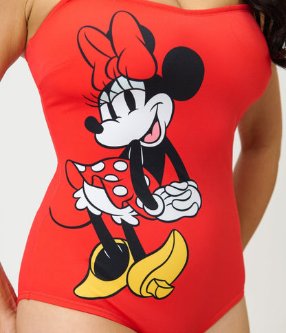 Disney Mickey & Friends Collection by Unique Vintage Red Minnie One Piece Swimsuit