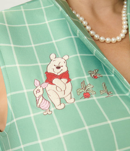 Disney Winnie the Pooh x Unique Vintage Green Plaid Edith Swing Dress