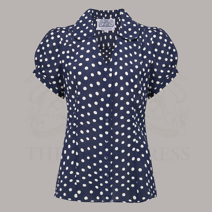 Judy Blouse in Navy Polka