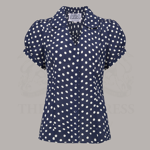 Judy Blouse in Navy Polka
