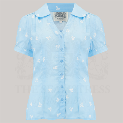 Judy Blouse in Sky Blue Bow