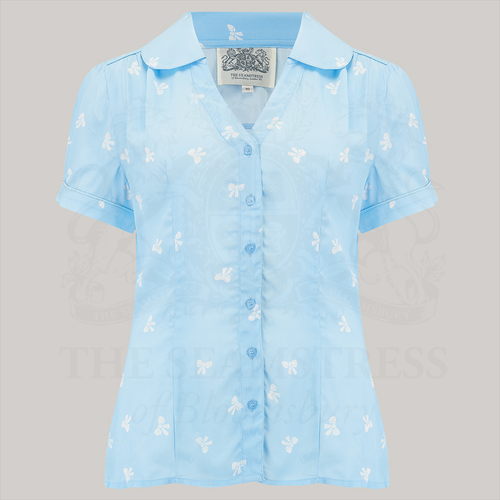 Judy Blouse in Sky Blue Bow