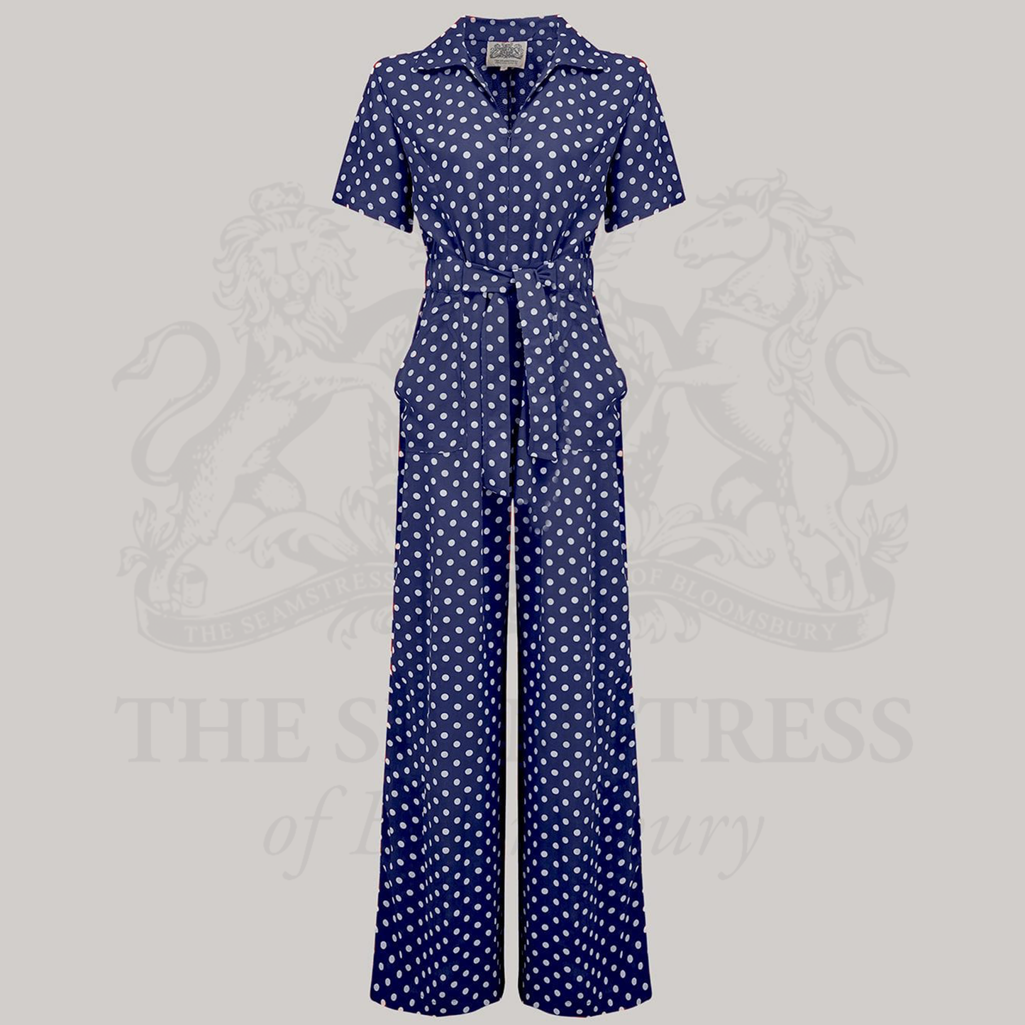 Lauren Siren Suit in Navy Polka