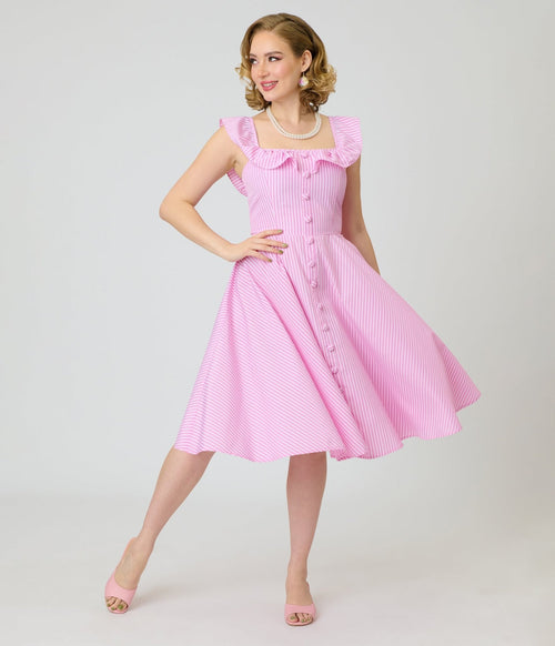 Magnolia Place Pink Stripe Barbara Swing Dress