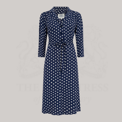 Milly Dress in Navy Polka