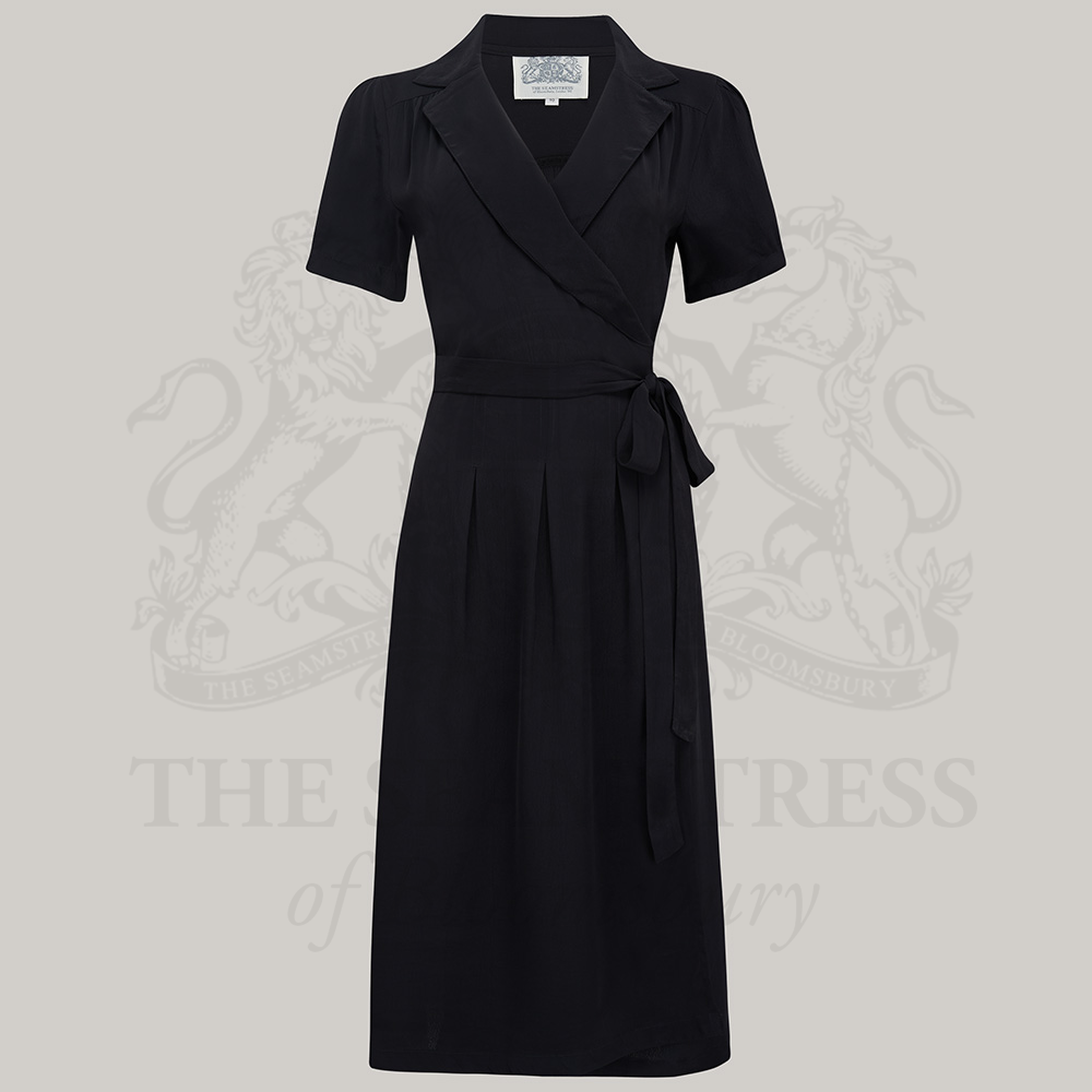 Peggy Wrap Dress in Liquorice Black