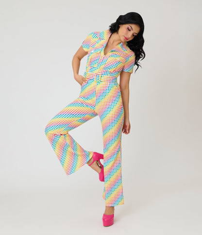 Smak Parlour Rainbow Hearts Flare Jumpsuit